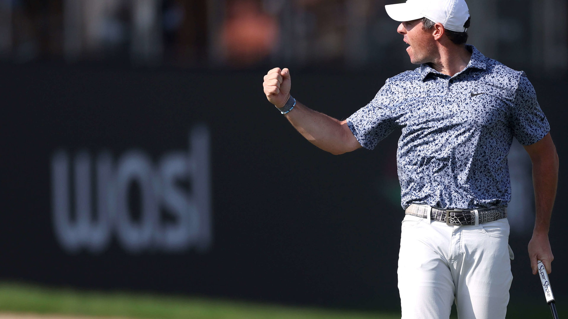 DUBAI, UNITED ARAB EMIRATES - JANUARY 30: Rory McIlroy of Northern Ireland celebrates victory in the Final Round on Day Five of the Hero Dubai Desert Classic at Emirates Golf Club on January 30, 2023 in Dubai, United Arab Emirates. tour news (Photo by Oisin Keniry/Getty Images)