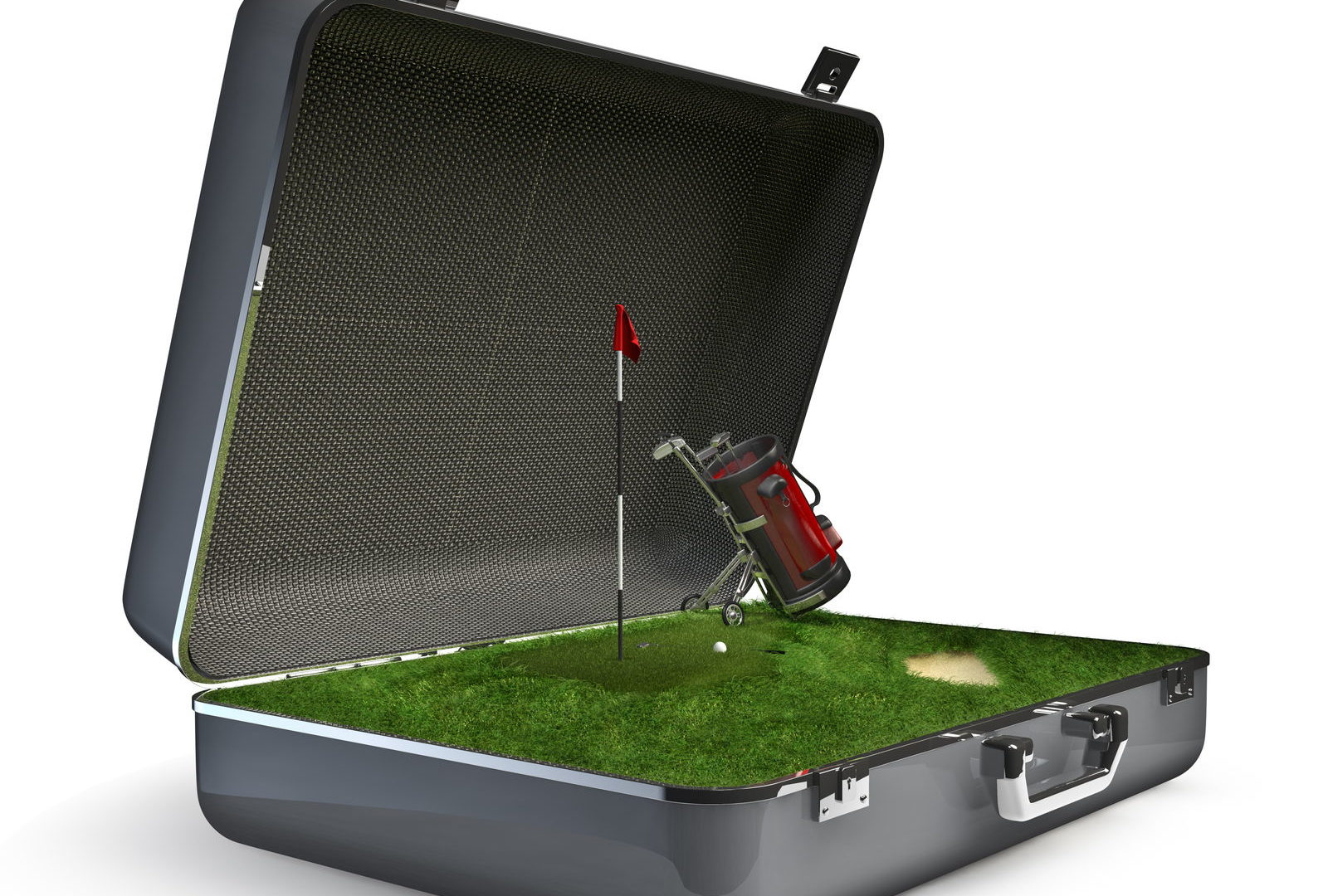 Golfer im Koffer Reise
