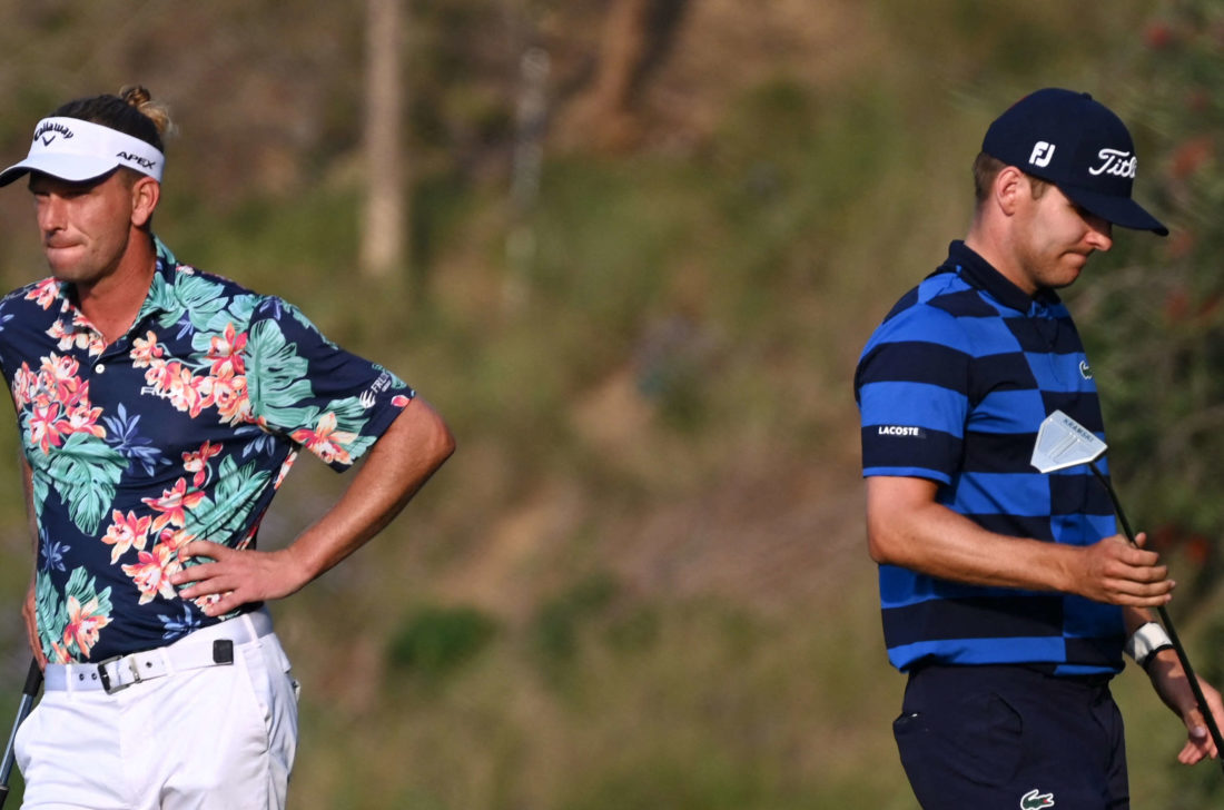 Germanys Marcel Siem (L) and Yannik Paul watch after playing a shot during the final day of the European Tour of the Hero Indian Open golf tournament in Gurgaon on February 26, 2023. (Photo by Sajjad HUSSAIN / AFP) (Photo by SAJJAD HUSSAIN/AFP via Getty Images) tour news