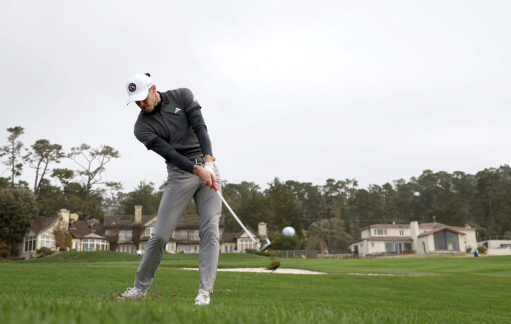 PEBBLE BEACH, CALIFORNIA - FEBRUARY 04: Gareth Bale plays a second shot on the ninth hole during the third round of the AT&T Pebble Beach Pro-Am at Pebble Beach Golf Links on February 04, 2023 in Pebble Beach, California. (Photo by Ezra Shaw/Getty Images)