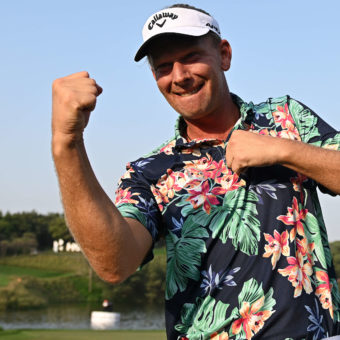 NEW DELHI, INDIA - FEBRUARY 26: Marcel Siem of Germany celebrates after winning the Hero Indian Open at Dlf Golf and Country Club on February 26, 2023 in India.tour news (Photo by Stuart Franklin/Getty Images)