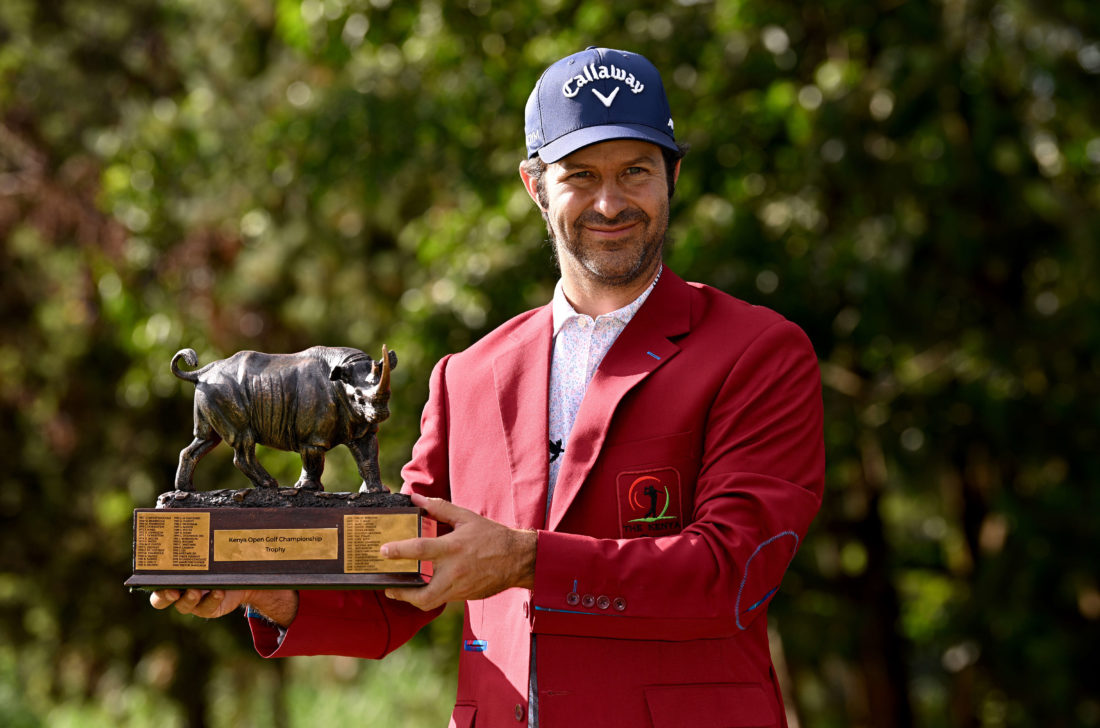 NAIROBI, KENYA - MARCH 12: Jorge Campillo of Spain with the winners trophy after the final round of the Magical Kenya Open Presented by Absa at Muthaiga Golf Club on March 12, 2023 in Kenya. (Photo by Stuart Franklin/Getty Images) tour news