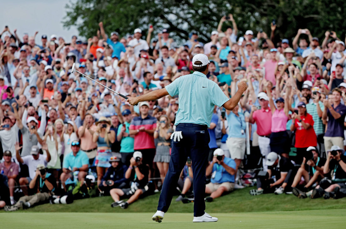 Scottie Scheffler reacts after winning THE PLAYERS Championship at Stadium Course at TPC Sawgrass on March 12, 2023 in Ponte Vedra Beach, Florida. (Photo by James Gilbert/PGA TOUR via Getty Images) tour news