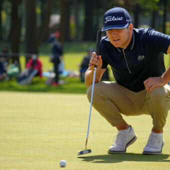 OMITAMA, JAPAN - APRIL 23: Yannik Paul of Germany lines up a putt on the 18th green during day four of the ISPS Handa - Championship at PGM Ishioka GC on April 23, 2023 in Omitama, Ibaraki, Japan. (Photo by Yoshimasa Nakano/Getty Images) tour news