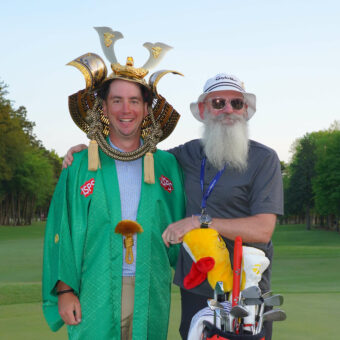 OMITAMA, JAPAN - APRIL 23: Lucas Herbert of Australia celebrates with his caddie after winning the tournament through the playoff during day four of the ISPS Handa - Championship at PGM Ishioka GC on April 23, 2023 in Omitama, Ibaraki, Japan. (Photo by Yoshimasa Nakano/Getty Images) tour news