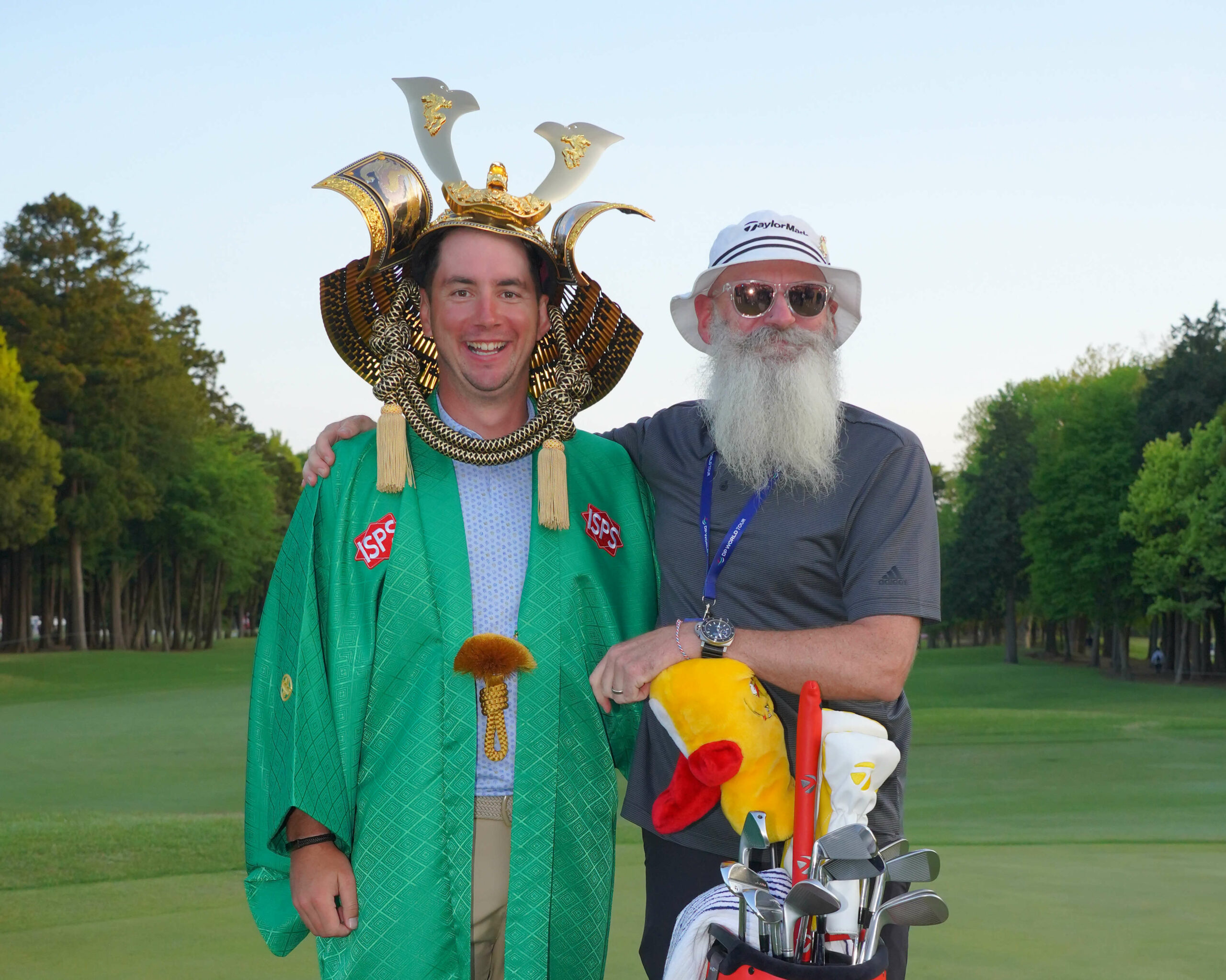 OMITAMA, JAPAN - APRIL 23: Lucas Herbert of Australia celebrates with his caddie after winning the tournament through the playoff during day four of the ISPS Handa - Championship at PGM Ishioka GC on April 23, 2023 in Omitama, Ibaraki, Japan. (Photo by Yoshimasa Nakano/Getty Images) tour news
