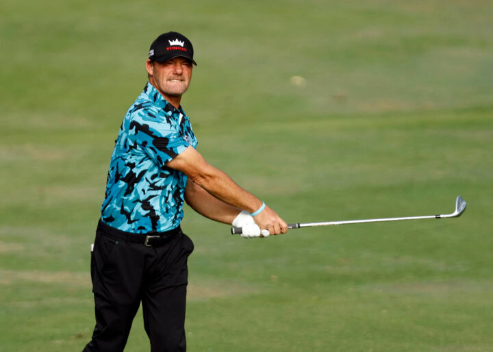 IRVING, TEXAS - APRIL 23: Alex Cejka of Germany hits a shot on the17th hole during the final round of the Invited Celebrity Classic at Las Colinas Country Club on April 23, 2023 in Irving, Texas. (Photo by Tim Heitman/Getty Images) tour news