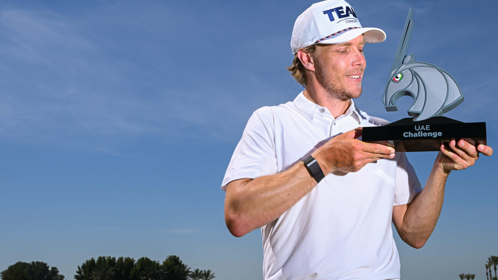 ABU DHABI, UNITED ARAB EMIRATES - MAY 07: Maximilian Rottluff of Germany poses with the trophy after winning the UAE Challenge at Saadiyat Beach Golf Club on May 7, 2023 in Abu Dhabi, United Arab Emirates. (Photo by Octavio Passos/Getty Images) tour news