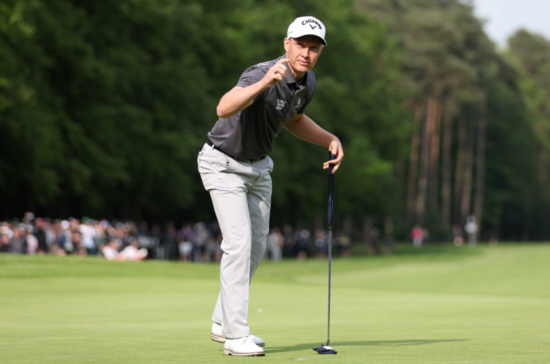 ANTWERPEN, BELGIUM - MAY 14: Simon Forsstrom of Sweden celebrates on the 18th green following his round during Day Four of the Soudal Open at Rinkven International Golf Club on May 14, 2023 in Belgium. (Photo by Richard Heathcote/Getty Images) tour news