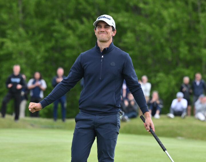 COPENHAGEN, DENMARK - MAY 28: Matteo Manassero of Italy reacts after his putt on the 18th hole during Day Four of the Copenhagen Challenge presented by Ejner Hessel at Royal Golf Club on May 28, 2023 in Copenhagen, Denmark. (Photo by Oliver Hardt/Getty Images) tour news