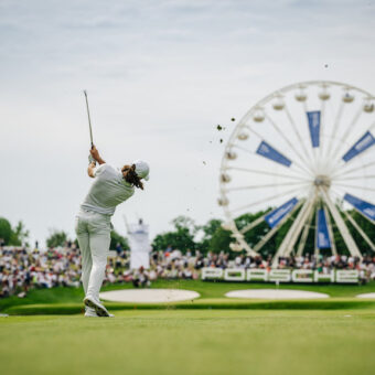 Seit 2022 das Markenzeichen der Porsche European Open – das 40 Meter hohe, das 18. Fairway überragende Riesenrad.