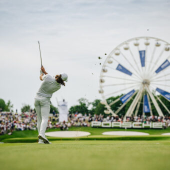 Seit 2022 das Markenzeichen der Porsche European Open – das 40 Meter hohe, das 18. Fairway überragende Riesenrad.