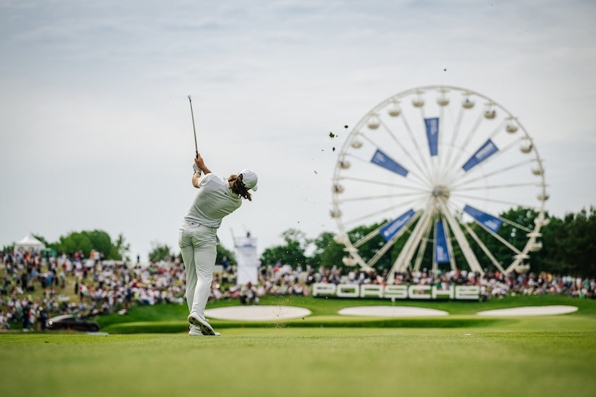 Seit 2022 das Markenzeichen der Porsche European Open – das 40 Meter hohe, das 18. Fairway überragende Riesenrad.