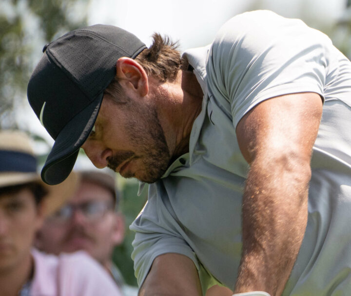 Captain Brooks Koepka of Smash GC hits his shot from the eighth tee during the second round of LIV Golf Andalucía at the Real Club Valderrama on Saturday, July 01, 2023 in San Roque, Spain. (Photo by Matthew Harris/LIV Golf)