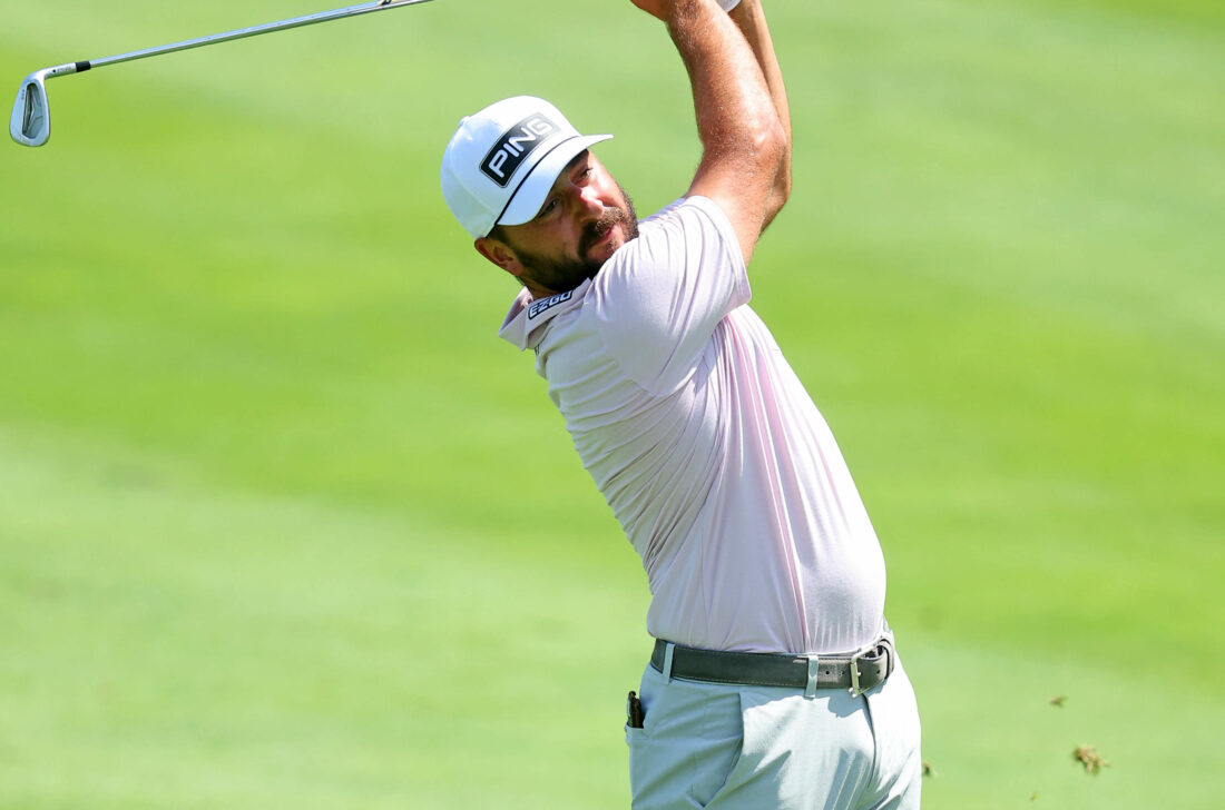 SILVIS, ILLINOIS - JULY 06: tour news Stephan Jaeger of Germany plays his shot on the 15th hole during the first round of the John Deere Classic at TPC Deere Run on July 06, 2023 in Silvis, Illinois. (Photo by Michael Reaves/Getty Images)