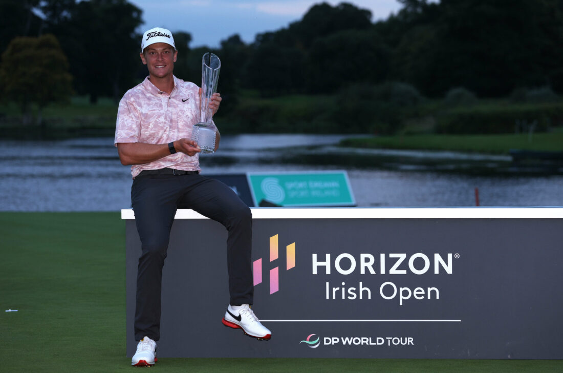 STRAFFAN, IRELAND - SEPTEMBER 10: Vincent Norrman of Sweden celebrates with the trophy after winning the Horizon Irish Open at The K Club on September 10, 2023 in Straffan, Ireland. (Photo by Richard Heathcote/Getty Images) tour news