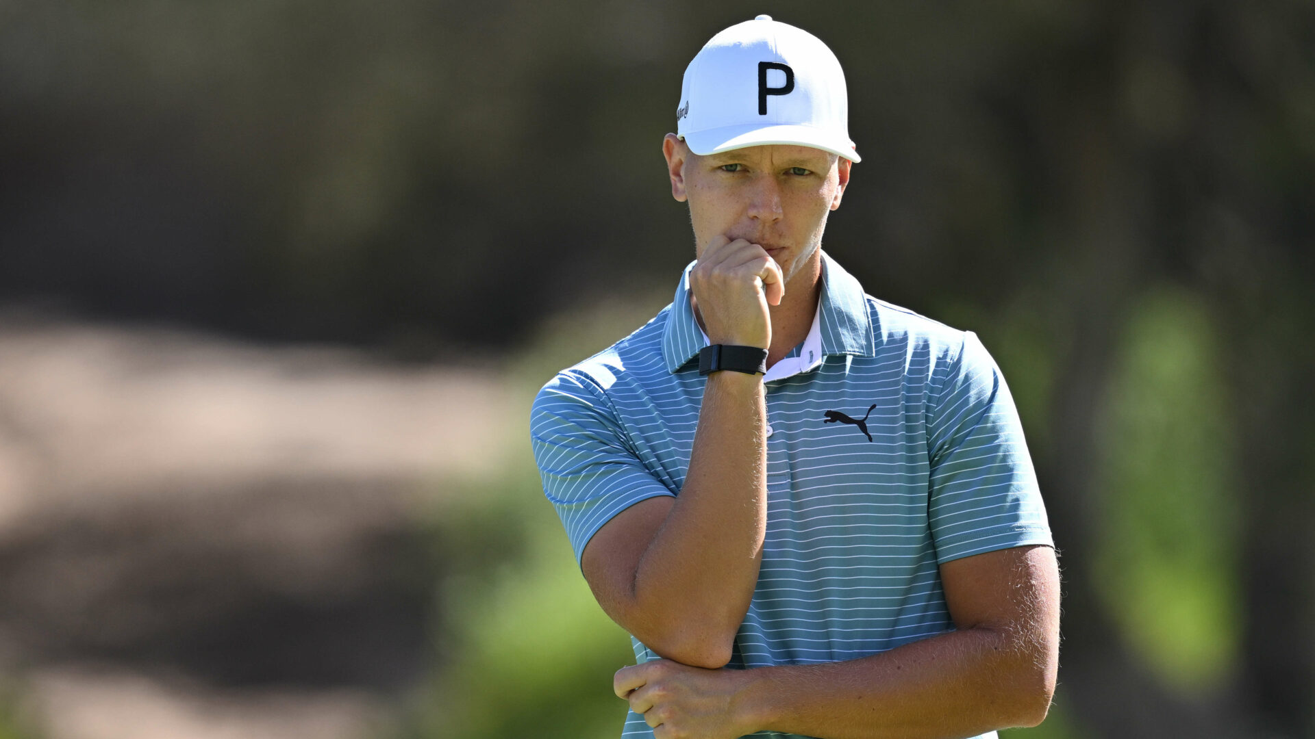 SAN ROQUE, SPAIN - OCTOBER 21: Matti Schmid of Germany lines up his putt on the seventh hole during Day Three of the Estrella Damm N.A. Andalucía Masters at Real Club de Golf Sotogrande on October 21, 2023 in San Roque, Spain. (Photo by Stuart Franklin/Getty Images) tour news