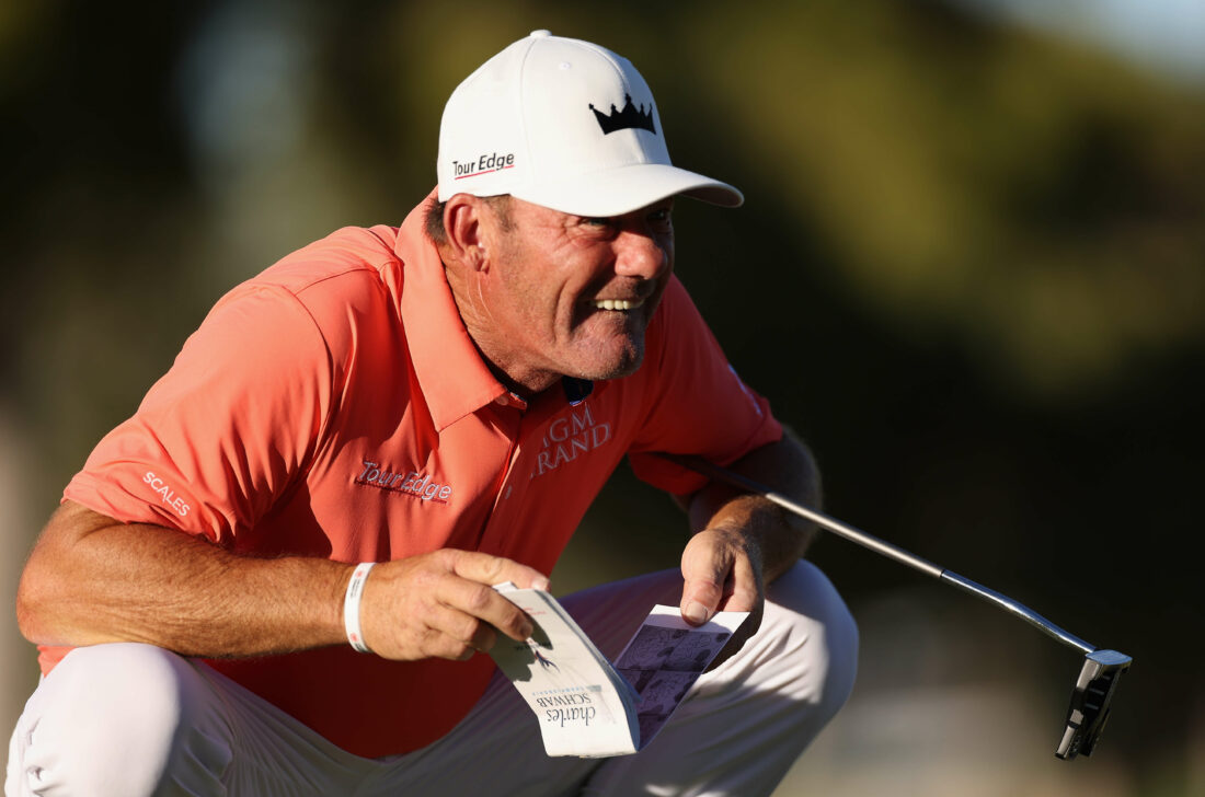 PHOENIX, ARIZONA - NOVEMBER 12: Alex Cejka of Germany looks over the 16th green during the final round of the Charles Schwab Cup Championship at Phoenix Country Club on November 12, 2023 in Phoenix, Arizona. (Photo by Christian Petersen/Getty Images) tour news