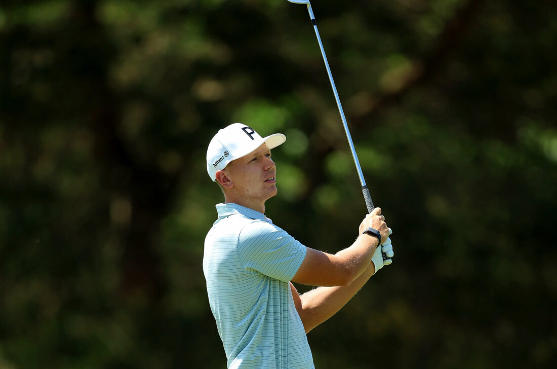 JOHANNESBURG, SOUTH AFRICA - DECEMBER 03: Matti Schmid tour news of Germany plays his second shot on the ninth hole during day four of the Investec South African Open Championship at Blair Atholl Golf & Equestrian Estate on December 03, 2023 in Johannesburg, South Africa. (Photo by Luke Walker/Getty Images) tour news