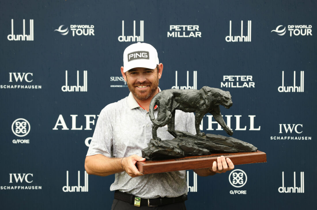 MALELANE, SOUTH AFRICA - DECEMBER 11: Louis Oosthuizen of South Africa poses with the Alfred Dunhill Championship trophy on Day Five of the Alfred Dunhill Championship at Leopard Creek Country Club on December 11, 2023 in Malelane, South Africa. (Photo by Luke Walker/Getty Images) tour news