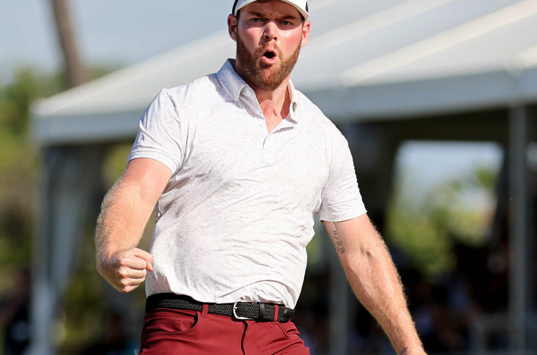 tour news HONOLULU, HAWAII - JANUARY 14: Grayson Murray of the United States celebrates after making a putt on the 18th green during the first playoff hole against Keegan Bradley of the United States and Byeong Hun An of South Korea to win the 2024 Sony Open in Hawaii at Waialae Country Club on January 14, 2024 in Honolulu, Hawaii. (Photo by Michael Reaves/Getty Images) tour news