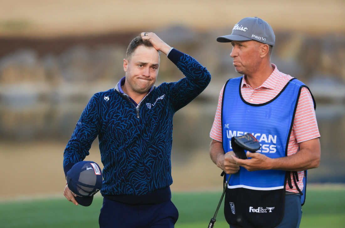 LA QUINTA, CALIFORNIA - JANUARY 21: Justin Thomas of the United States walks off the 18th green during the final round of The American Express at Pete Dye Stadium Course on January 21, 2024 in La Quinta, California. (Photo by Sean M. Haffey/Getty Images) PGA Tour