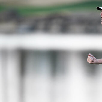 LA QUINTA, CALIFORNIA - JANUARY 21: Nick Dunlap of the United States reacts to winning The American Express on the 18th green at Pete Dye Stadium Course on January 21, 2024 in La Quinta, California. (Photo by Orlando Ramirez/Getty Images) PGA Tour