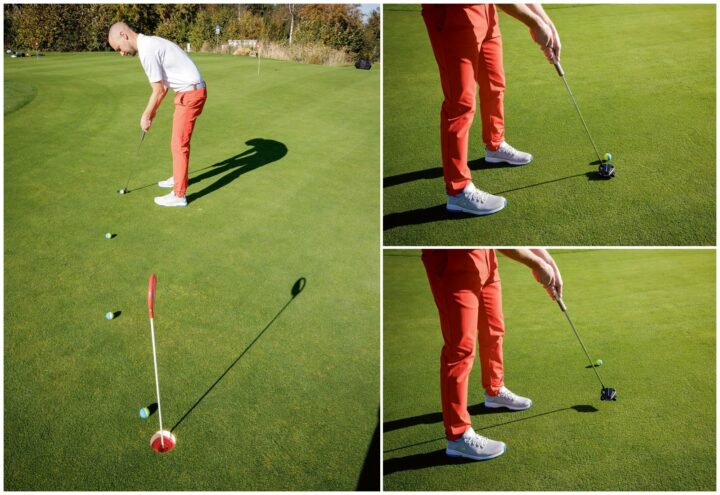 Wurde die Puttlinie korrekt gelesen und der Ball sauber getroffen, bleiben die farbigen Ballhälften beim Roll unverändert.
