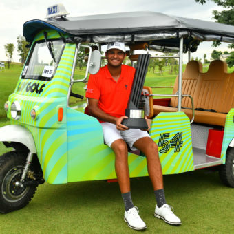 Spanish professional golfer Lopez Chacarra of Fireballs GC team poses with a trophy champions during the LIV Golf Invitational Bangkok final round at Stonehill Golf Course on October 9, 2022 in Pathum Thani, Thailand. tour news (Photo by Vachira Vachira/NurPhoto via Getty Images)