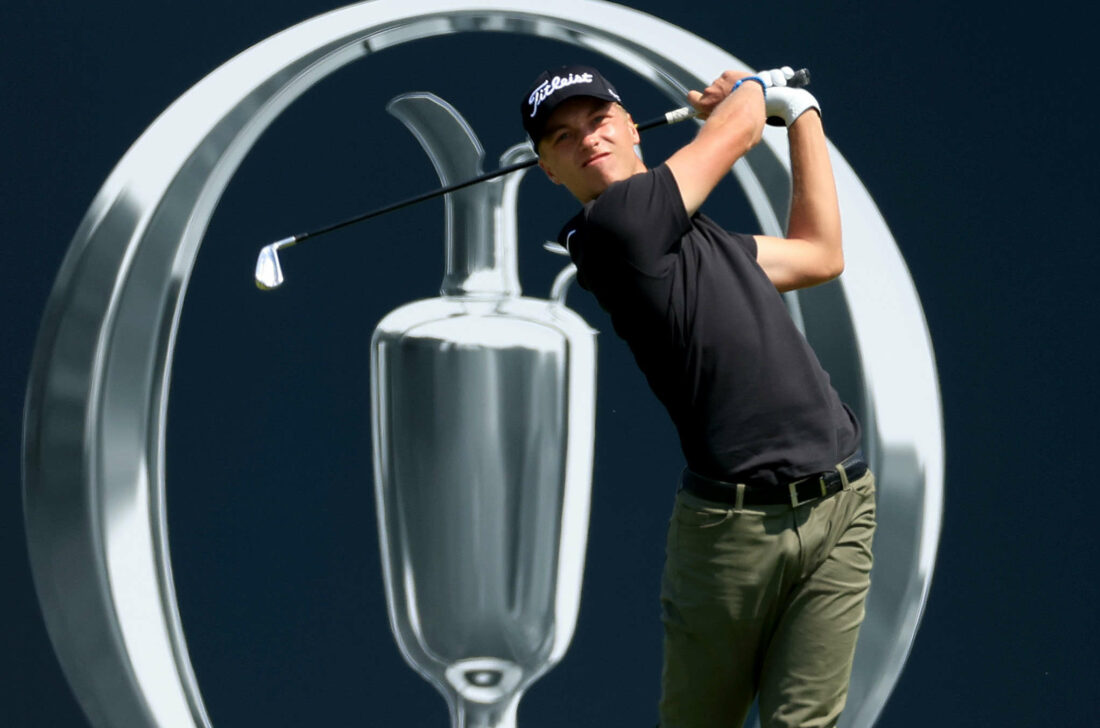 HOYLAKE, ENGLAND - JULY 20: Tiger Christensen of Germany plays his tee shot on the eighth hole during the first round of The 151st Open at Royal Liverpool Golf Club on July 20, 2023 in Hoylake, England. (Photo by David Cannon/Getty Images)