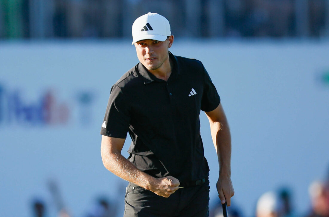 ST SIMONS ISLAND, GEORGIA - NOVEMBER 19: Ludvig Aberg of Sweden reacts after winning The RSM Classic on the Seaside Course at Sea Island Resort on November 19, 2023 in St Simons Island, Georgia. (Photo by Alex Slitz/Getty Images) tour news