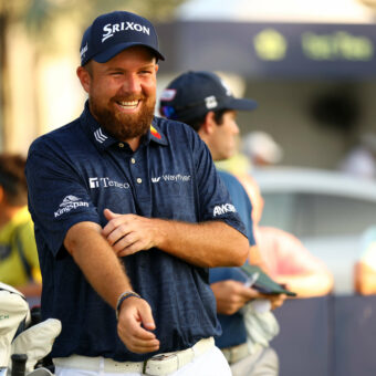 SINGAPORE, SINGAPORE - MARCH 23: Shane Lowry of Ireland reacts as he waits to play his shot from the 10th tee during Day Three of the Porsche Singapore Classic at Laguna National Golf Resort Club on March 23, 2024 in Singapore. (Photo by Yong Teck Lim/Getty Images)