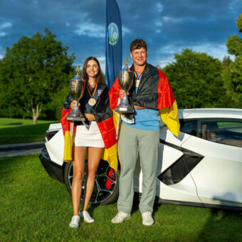 Die imt-Champions 2024: Anna-Katharina Brehm (Öschberghof) und Valentin Fischer vom GC Augsburg. (Foto: Sascha Walther | Sport-Px).