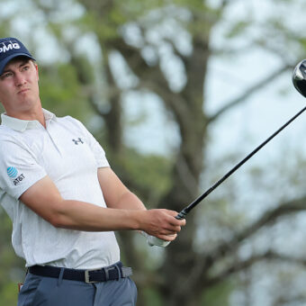 HOUSTON, TEXAS - MARCH 28: Maverick McNealy of the United States hits his tee shot on the 12th hole during the second round of the Texas Children's Houston Open 2025 at Memorial Park Golf Course on March 28, 2025 in Houston, Texas. (Photo by Jonathan Bachman/Getty Images)