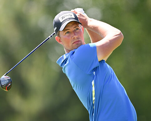 HAMBURG, GERMANY - JUNE 04: Niklas Nørgaard Mollerof Denmark plays his tee shot on the fourth hole during Day Three of the Porsche European Open at Green Eagle Golf Course on June 04, 2022 in Hamburg, Germany. (Photo by Stuart Franklin/Getty Images)