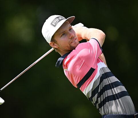 MUNICH, GERMANY - JUNE 24: Rasmus Neergaard-Petersen of Denmark plays his tee shot on the fourth hole during Day Three of the BMW International Open at Golfclub Munchen Eichenried on June 24, 2023 in Germany. (Photo by Stuart Franklin/Getty Images)
