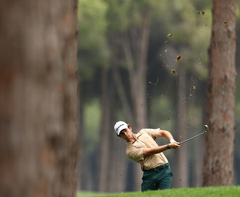 ANTALYA, TURKEY - MAY 10: Angel Ayora of Spain in action on day three of the Turkish Airlines Open 2025 at Regnum Carya Golf & Spa Resort on May 10, 2025 in Antalya, Turkey. (Photo by Jan Kruger/Getty Images)