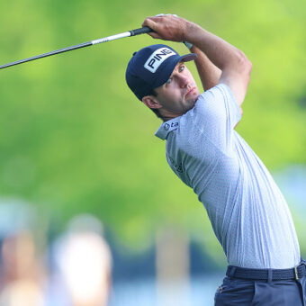 CHARLOTTE, NORTH CAROLINA - MAY 15: Alex Smalley of The United States plays his second shot on the 10th hole during the first round of the PGA Championship at Quail Hollow Country Club on May 15, 2025 in Charlotte, North Carolina. (Photo by David Cannon/Getty Images)