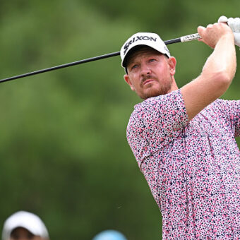 JOHANNESBURG, SOUTH AFRICA - MARCH 09: Jacques Kruyswijk of South Africa tees off on the sixth hole on day four of the Joburg Open 2025 at Houghton GC on March 09, 2025 in Johannesburg, South Africa. (Photo by Stuart Franklin/Getty Images)