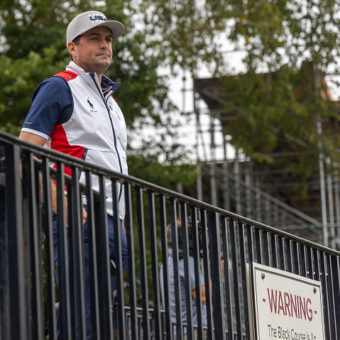 US-Kapitän Keegan Bradley bei der Besichtigung auf dem Bethpage Black in New York
