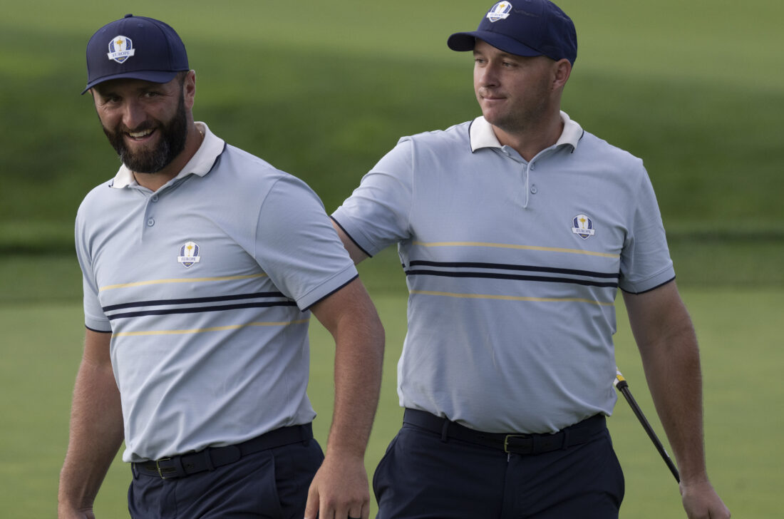 Jon RAHM (ESP) and Sepp STRAKA (AUT) beat Scottie SCHEFFELER (USA) and J J SPAUN (USA) during Day One Afternoon Fourball session Ryder Cup Matches 2025,Bethpage Black,Farmington,NY, USA. © Matthew Harris Golf Collection Credit: Matthew Harris / Golf Picture Agency