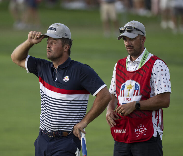 Bryson DeCHAMBEAU (USA) during Day One Afternoon Fourball session Ryder Cup Matches 2025,Bethpage Black,Farmington,NY, USA. © Matthew Harris Golf Collection Credit: Matthew Harris / Golf Picture Agency