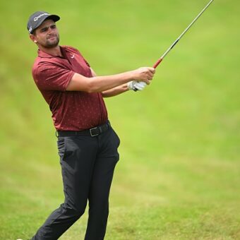 BEL OMBRE, MAURITIUS - DECEMBER 20: Casey Jarvis of South Africa plays his approach shot on the fifth hole on day three of the AfrAsia Bank Mauritius Open 2026 at Heritage La Reserve Golf Club on December 20, 2025 in Bel Ombre, Mauritius. (Photo by Stuart Franklin/Getty Images)