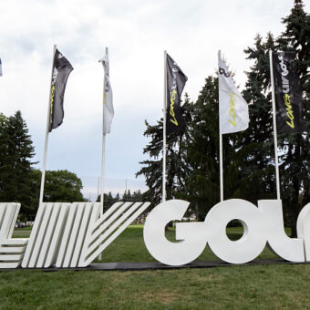 PLYMOUTH, MI - AUGUST 23: The LIV GOLF logo is pictured during round two of the LIV Golf Team Championship Michigan at The Cardinal at Saint John's Resort in Plymouth, MI on August 23, 2025. (Photo by Joseph Weiser/Icon Sportswire via Getty Images)