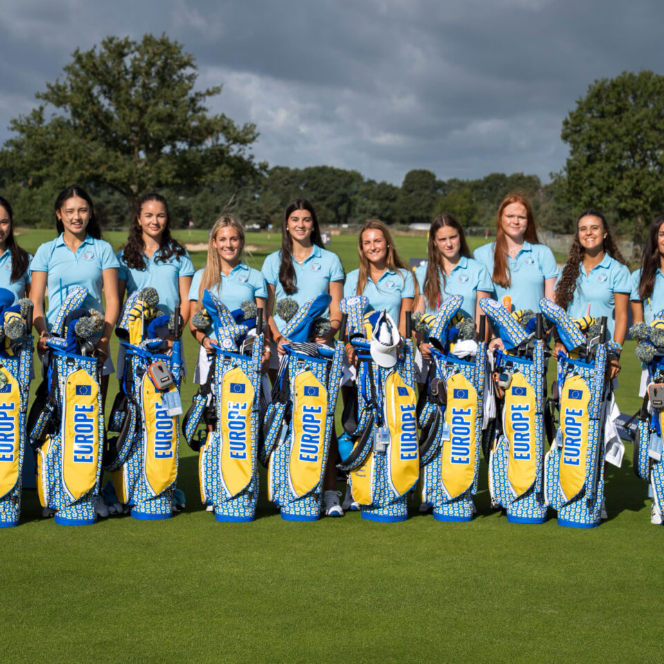 Lena Geier und Sophie Maier-Borst beim PING Junior Solheim Cup 2026 in Golf Bernardus. (LET)