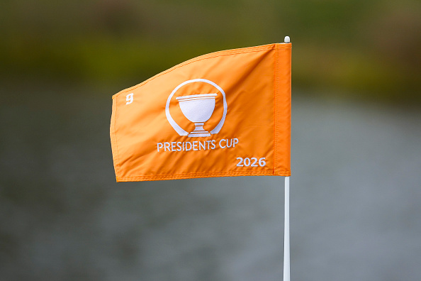CHICAGO, ILLINOIS - SEPTEMBER 21: A general view of the ninth hole pin flag prior to the Presidents Cup at Medinah Country Club Course No. 3 on September 21, 2026 in Chicago, Illinois. (Photo by Ben Jared/PGA TOUR via Getty Images)