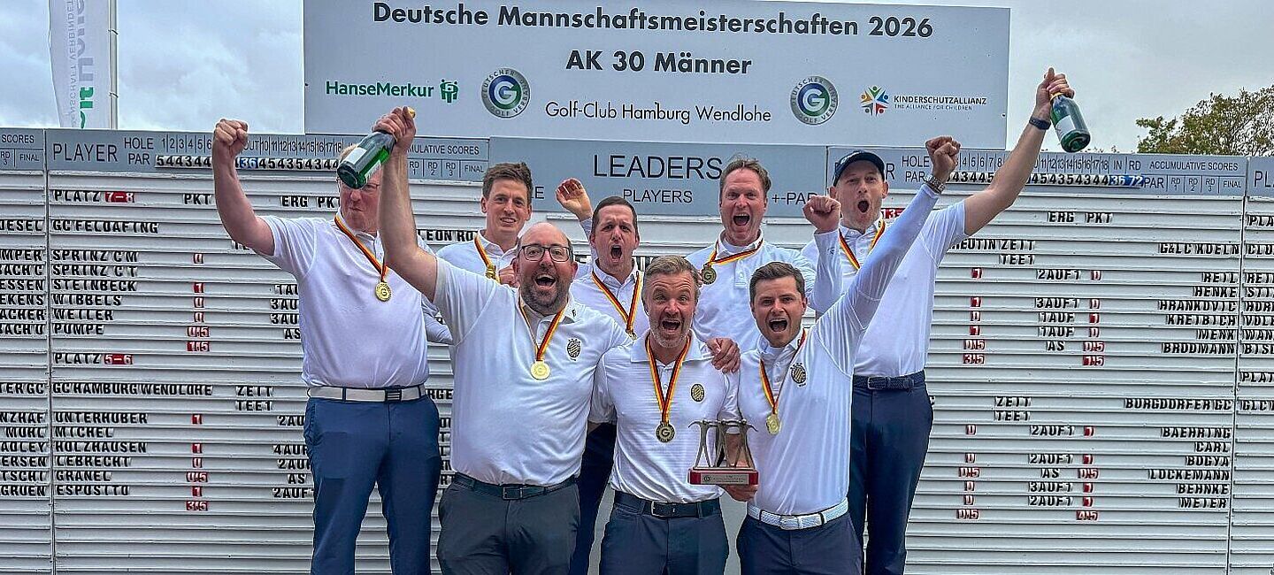 Gold auf der Wendlohe: Der Frankfurter GC ist Deutscher Mannschaftsmeister der AK 30. (Foto: Langer Sport Marketing)